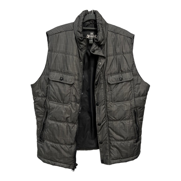 Express Puffer Vest Men Size L Gray Black Full Zip Quilted - Picture 13 of 13